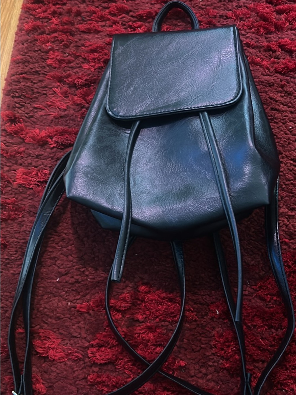 Black Leatherette Women’s Backpack - Stylish Everyday Bag